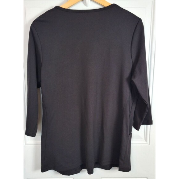 Jaanuu Womens Jersey Knit 3/4 Sleeve Scrub Top Size XL Solid Black - Picture 8 of 8